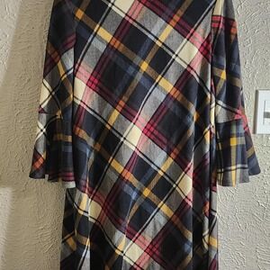 BLACK AND RED PLAID BELL DRESS